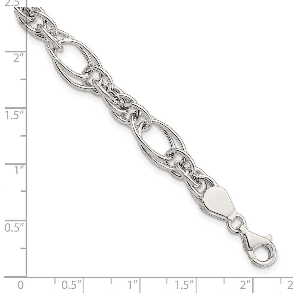 Sterling Silver Polished Fancy Link 7in Bracelet QG5970-7