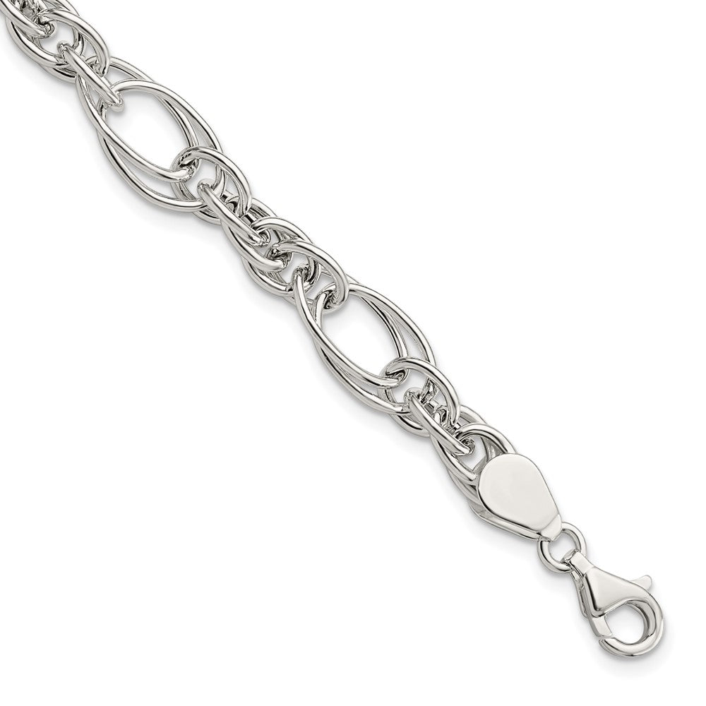 Sterling Silver Polished Fancy Link 7in Bracelet QG5970-7