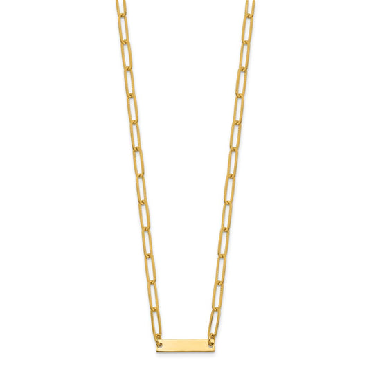 Sterling Silver Gold-plated Polished Bar Necklace w/ 2in ext. Necklace QG5983-17