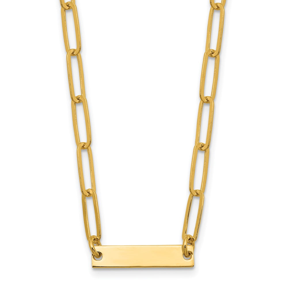 Sterling Silver Gold-plated Polished Bar Necklace w/ 2in ext. Necklace QG5983-17