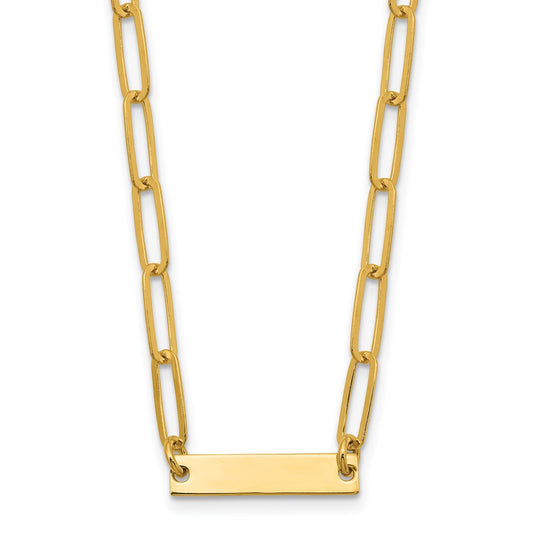 Sterling Silver Gold-plated Polished Bar Necklace w/ 2in ext. Necklace QG5983-17