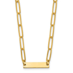 Sterling Silver Gold-plated Polished Bar Necklace w/ 2in ext. Necklace QG5983-17