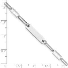 Sterling Silver Rhodium-plated Polished Bar w/ 1in ext. Bracelet QG5983-7