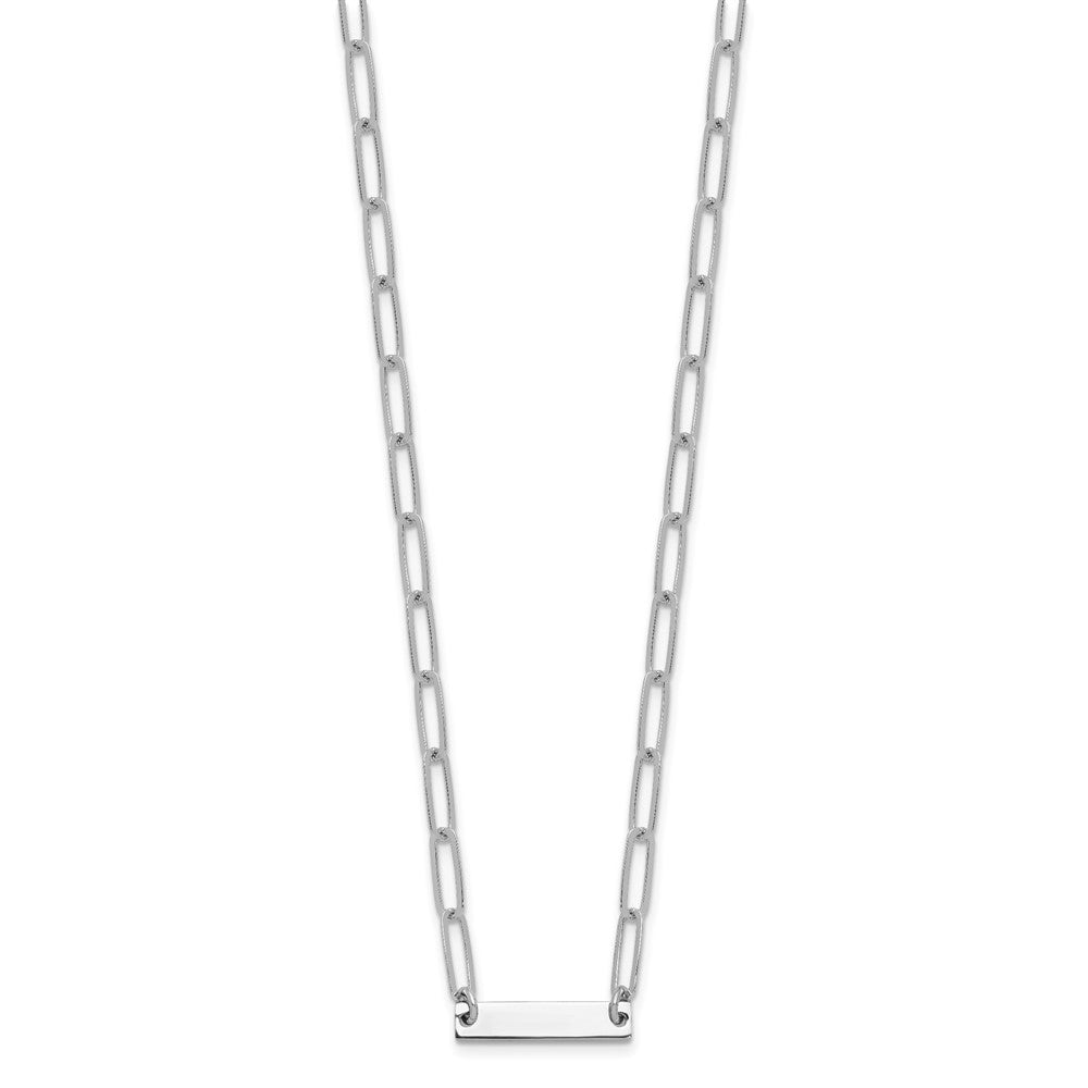 Sterling Silver Rhodium-plated Polished Bar w/ 2in ext. Necklace QG5984-17