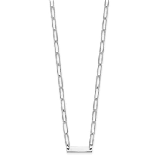 Sterling Silver Rhodium-plated Polished Bar w/ 2in ext. Necklace QG5984-17