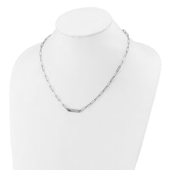 Sterling Silver Rhodium-plated Polished Bar w/ 2in ext. Necklace QG5984-17