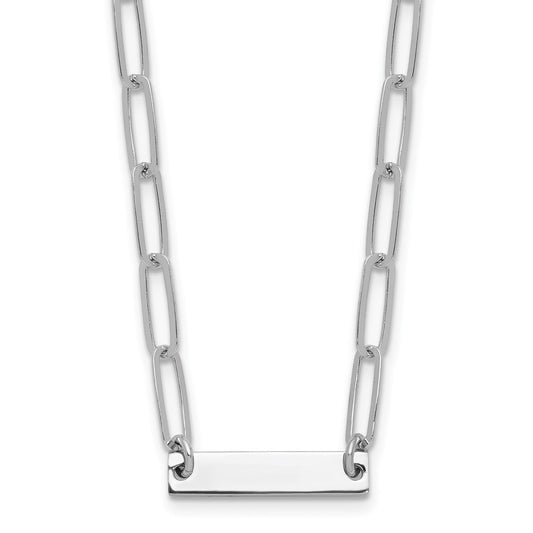 Sterling Silver Rhodium-plated Polished Bar w/ 2in ext. Necklace QG5984-17