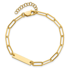 Sterling Silver Gold-plated Polished ID w/ 1.25in ext. Bracelet QG5984-6.75
