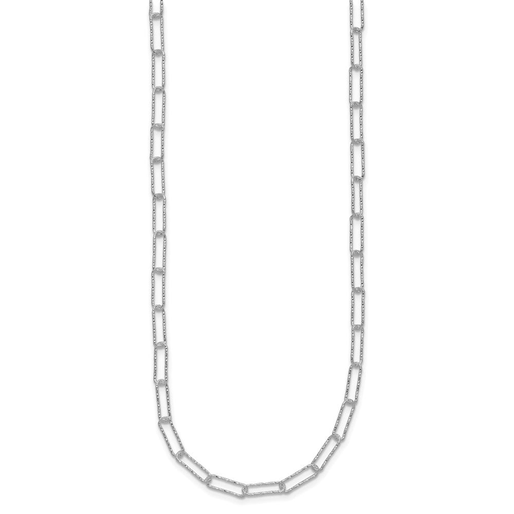 Sterling Silver D/C Fancy Open Link w/1.5 in ext. Necklace QG5986-16.75
