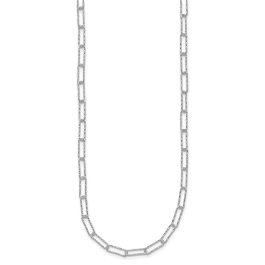 Sterling Silver D/C Fancy Open Link w/1.5 in ext. Necklace QG5986-16.75