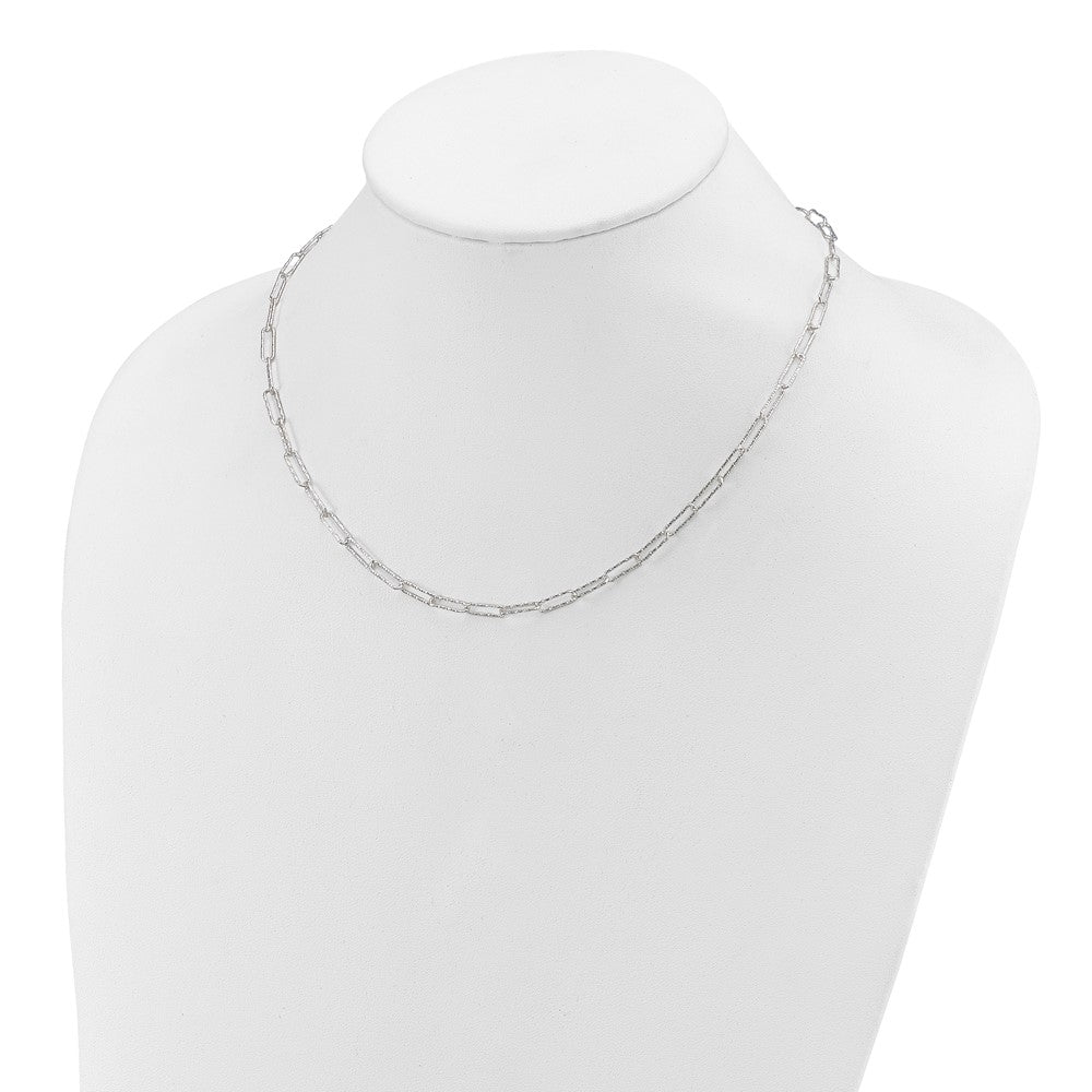 Sterling Silver D/C Fancy Open Link w/1.5 in ext. Necklace QG5986-16.75