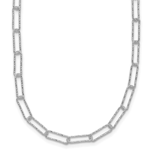 Sterling Silver D/C Fancy Open Link w/1.5 in ext. Necklace QG5986-16.75