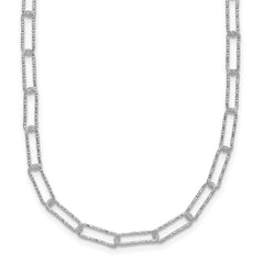 Sterling Silver D/C Fancy Open Link w/1.5 in ext. Necklace QG5986-16.75