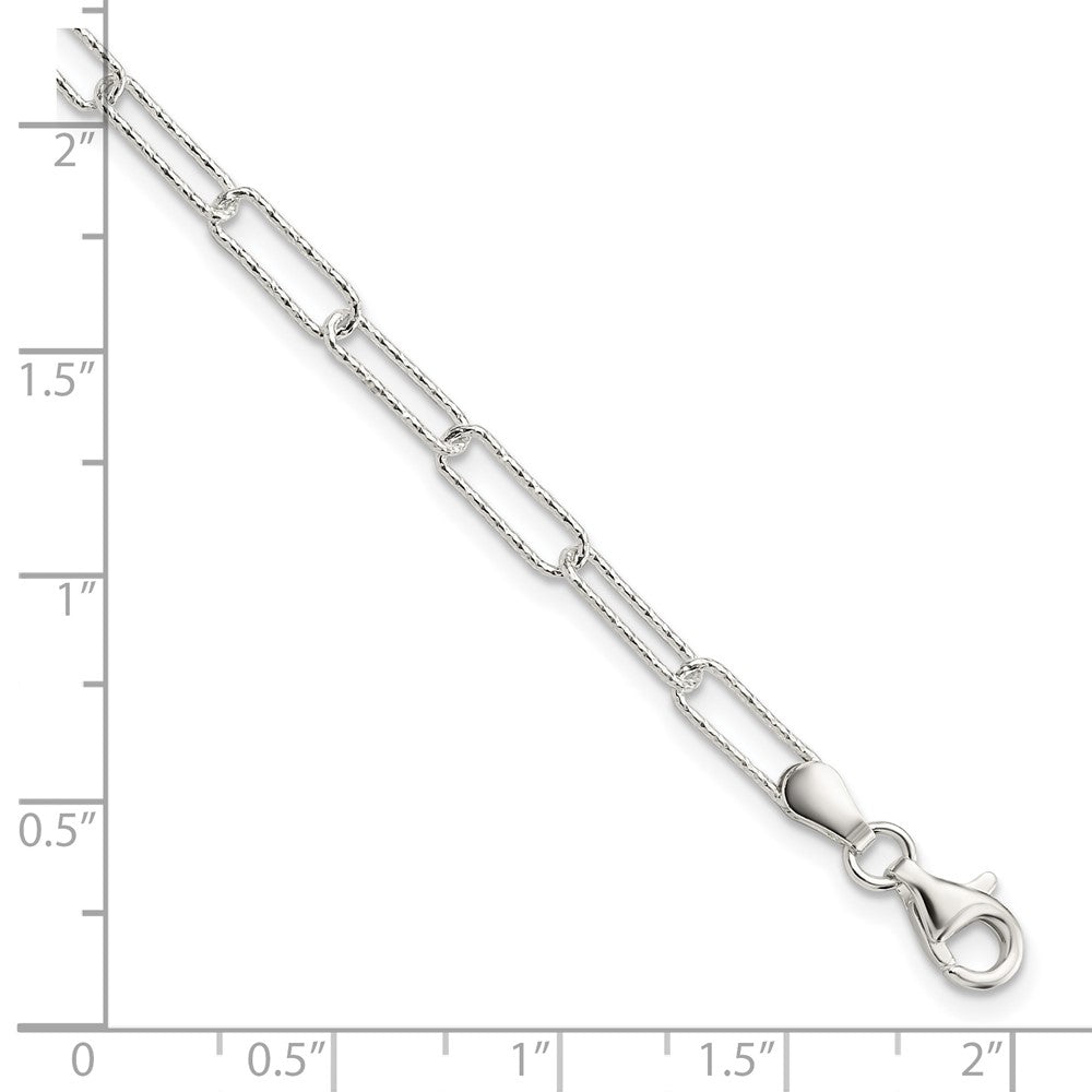 Sterling Silver Rhodium-plated D/C Fancy Link w/.75 in Ext Bracelet QG5986-7.25
