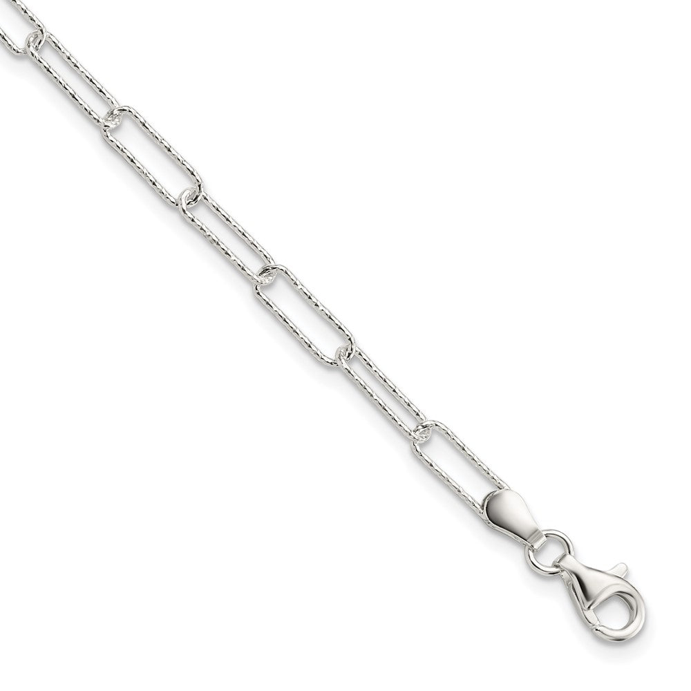 Sterling Silver Rhodium-plated D/C Fancy Link w/.75 in Ext Bracelet QG5986-7.25