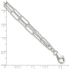 Sterling Silver Rhodium-plated Two D/C Fancy Link w/1 in ext Bracelet QG5988-7