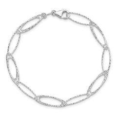 Sterling Silver Rhodium-plated Polished D/C Fancy Link Bracelet QG5990-7.5
