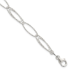 Sterling Silver Rhodium-plated Polished D/C Fancy Link Bracelet QG5990-7.5