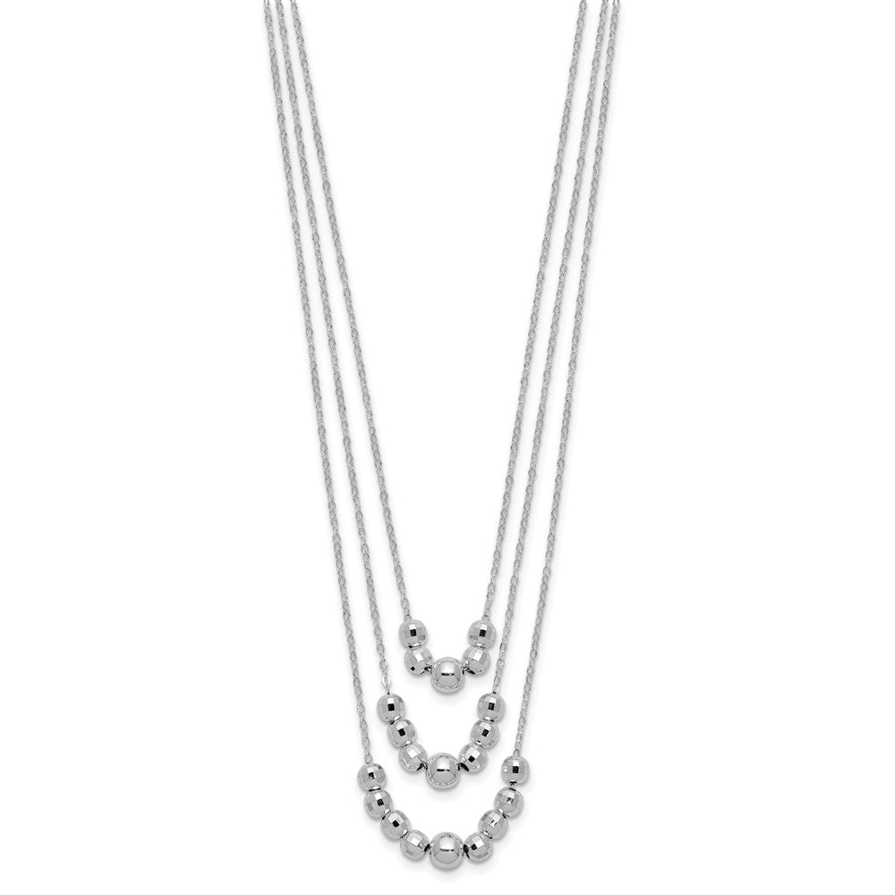 Sterling Silver Polished 3-Strand Beaded Necklace QG6006-16