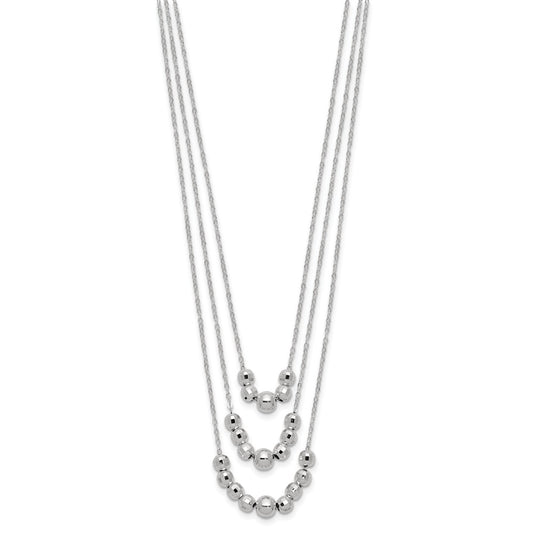 Sterling Silver Polished 3-Strand Beaded Necklace QG6006-16