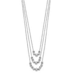 Sterling Silver Polished 3-Strand Beaded Necklace QG6006-16