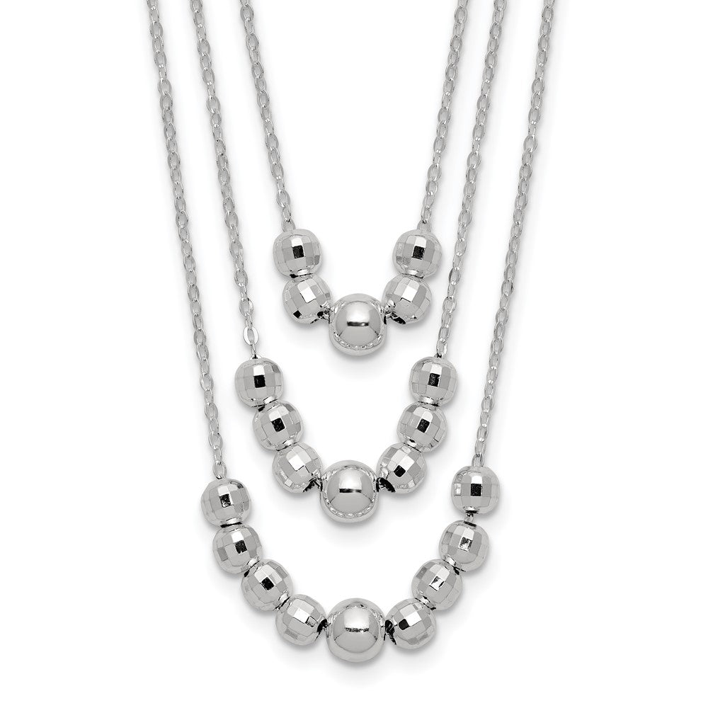 Sterling Silver Polished 3-Strand Beaded Necklace QG6006-16