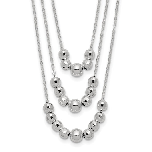 Sterling Silver Polished 3-Strand Beaded Necklace QG6006-16