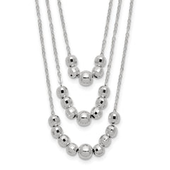 Sterling Silver Polished 3-Strand Beaded Necklace QG6006-16
