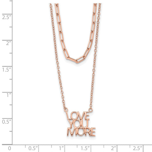 Sterling Silver Rose-tone Love You More Two Strand 16 inch Necklace QG6017-16