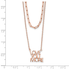 Sterling Silver Rose-tone Love You More Two Strand 16 inch Necklace QG6017-16