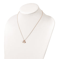 Sterling Silver Polished Rose-tone CZ Heart 18in Necklace QG6022-18
