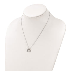 Sterling Silver Polished Rhodium-plated CZ Heart 18in Necklace QG6023-18