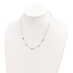 Sterling Silver Rhodium-plated Polished Multicolor CZ Necklace QG6034-18