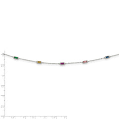 Sterling Silver Rhodium-plated Polished Multicolor CZ Necklace QG6034-18