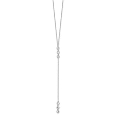 Sterling Silver Rhodium-plated Polished Bezel Set CZ w/2 in ext. Necklace QG6035-16