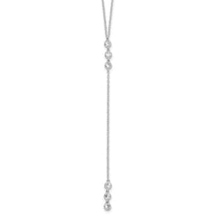 Sterling Silver Rhodium-plated Polished Bezel Set CZ w/2 in ext. Necklace QG6035-16