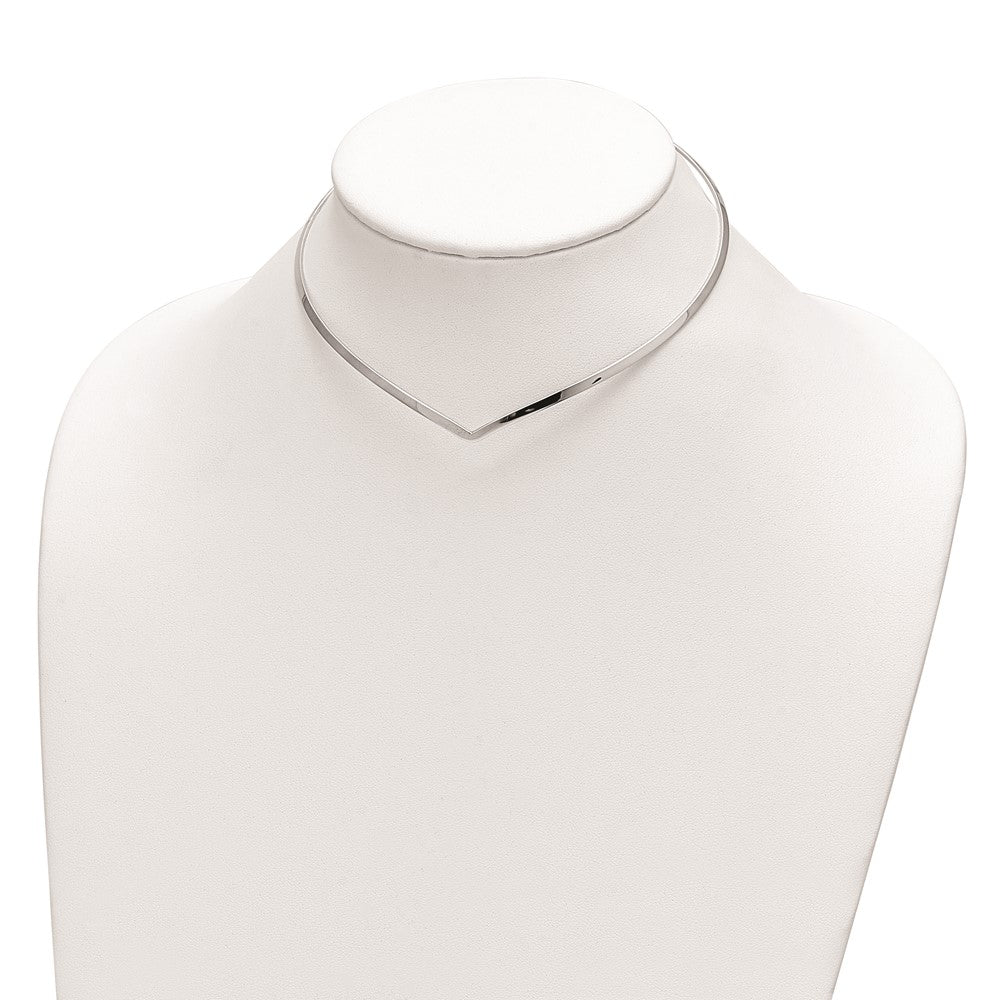 Sterling Silver Rhod. Polished V Cuff Necklace QG6042-13.5