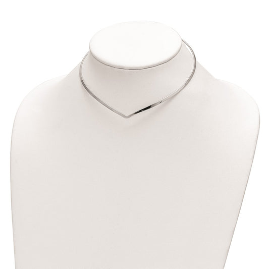 Sterling Silver Rhod. Polished V Cuff Necklace QG6042-13.5