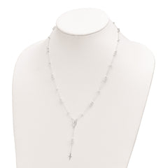 Sterling Silver Polished Mary and Cross Y-drop 1.75in ext. Necklace QG6043-18