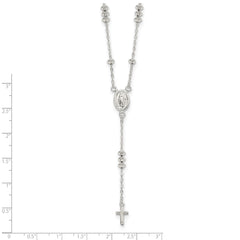 Sterling Silver Polished Mary and Cross Y-drop 1.75in ext. Necklace QG6043-18