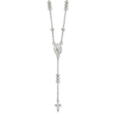Sterling Silver Polished Mary and Cross Y-drop 1.75in ext. Necklace QG6043-18