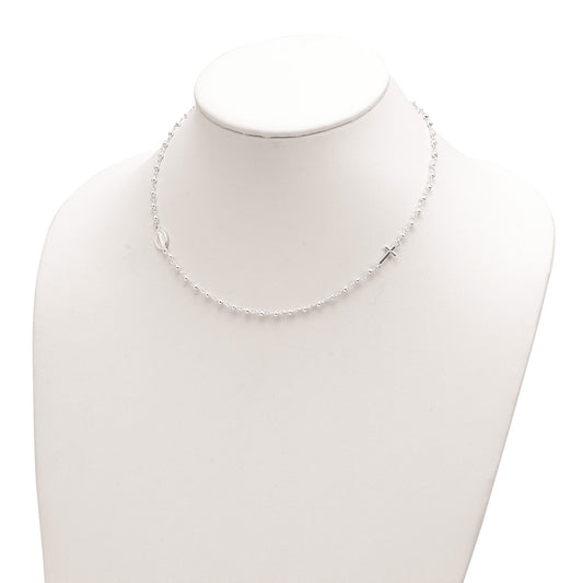 Sterling Silver Medal/Cross w/1.5in ext. Rosary Necklace QG6054-15