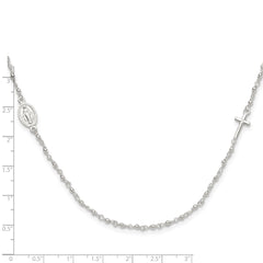Sterling Silver Medal/Cross w/1.5in ext. Rosary Necklace QG6054-15