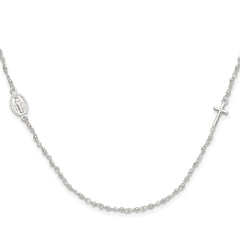 Sterling Silver Medal/Cross w/1.5in ext. Rosary Necklace QG6054-15