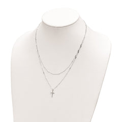Sterling Silver Fancy Cross Double Strand Necklace QG6058-16.25
