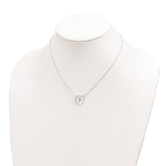 Sterling Silver CZ Cross in Circle Necklace QG6064-16