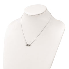 Sterling Silver Polished CZ Evil Eye Necklace QG6075-18