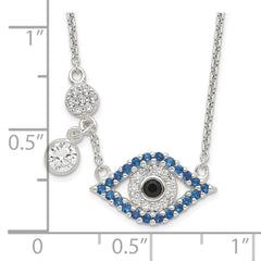 Sterling Silver Polished CZ Evil Eye Necklace QG6075-18