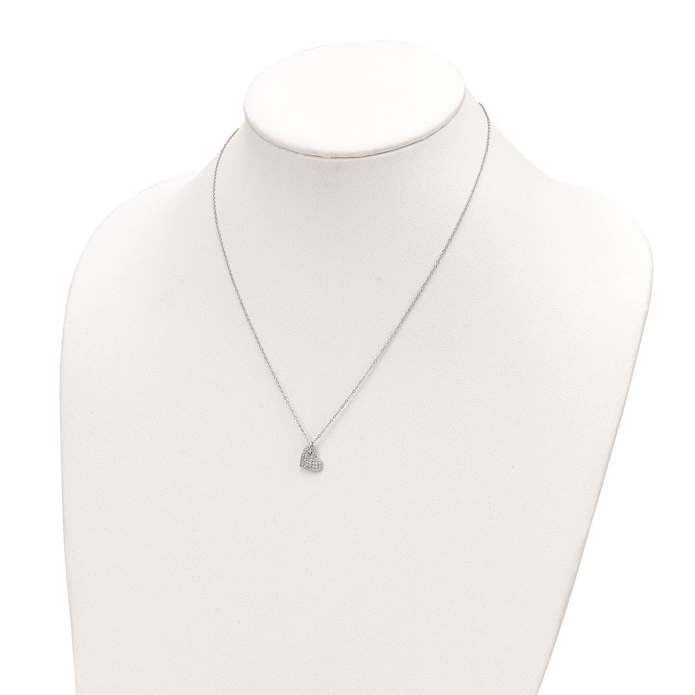 Sterling Silver Rhodium-plated Polished CZ Heart Necklace QG6076-18
