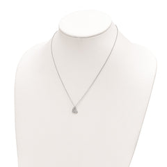 Sterling Silver Rhodium-plated Polished CZ Heart Necklace QG6076-18